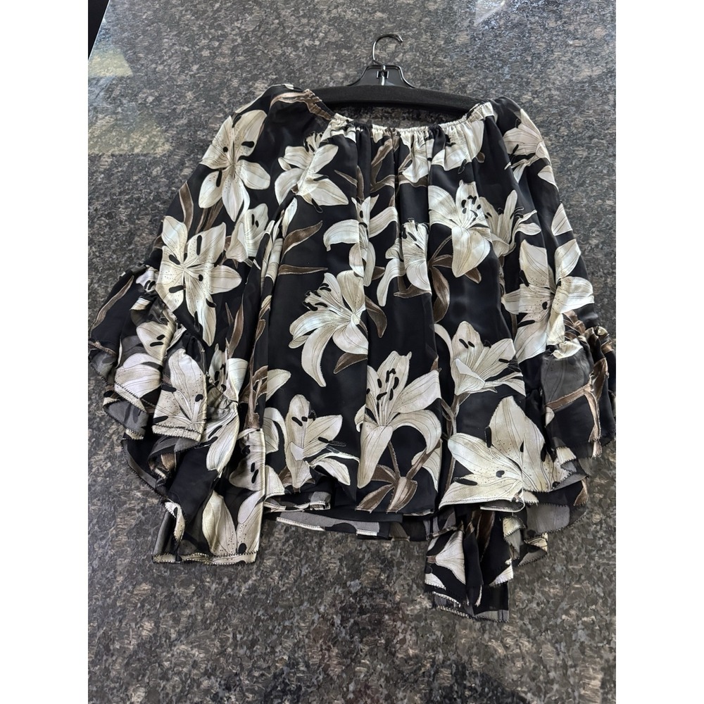 Alice + Olivia Ardelia Floral Off-the-Shoulder Blouse Stargazer Sz Small. Lilly - Picture 5 of 9